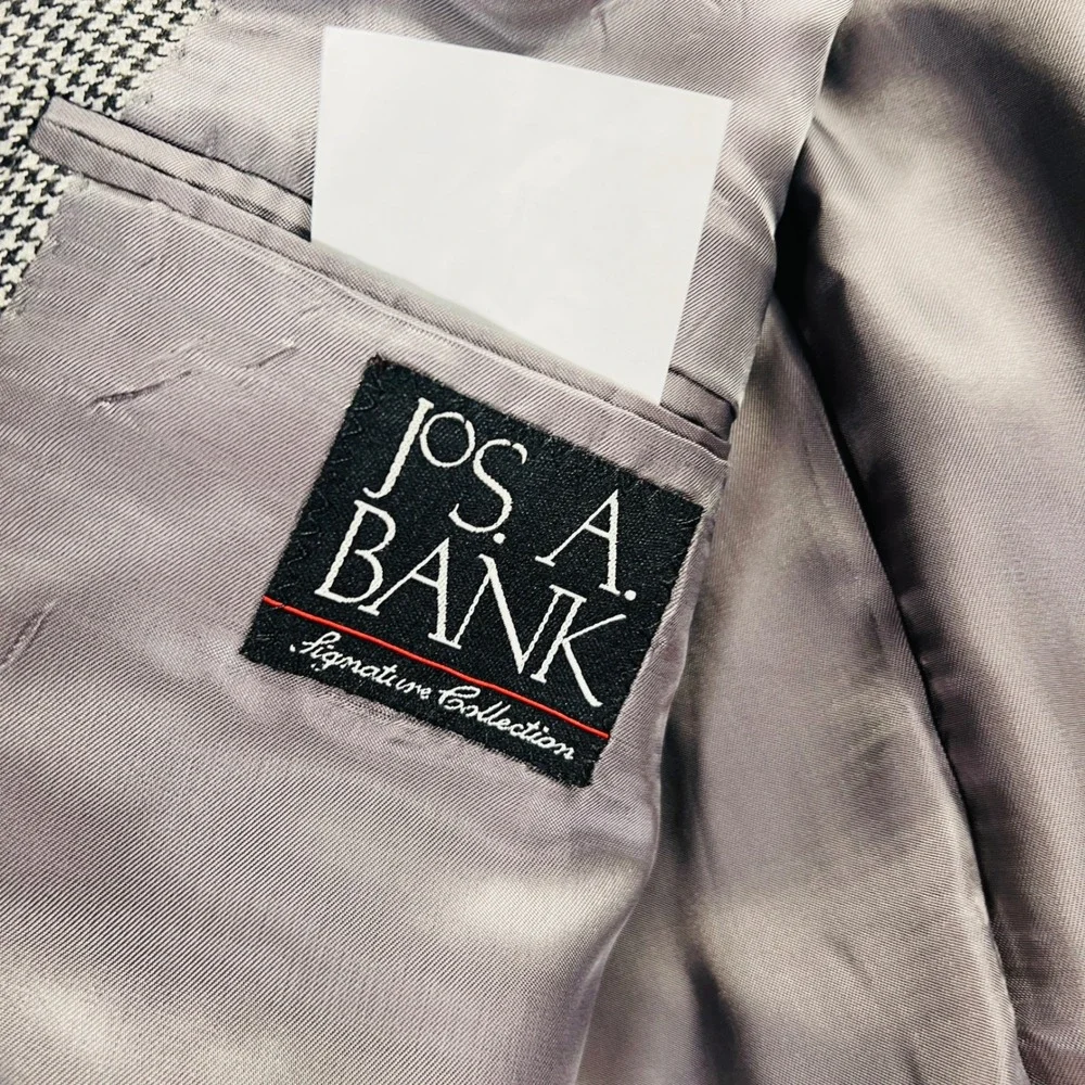 Jos. A. Bank Signature Collection 100% Wool Houndstooth Blazer Grey 44R Gordon
